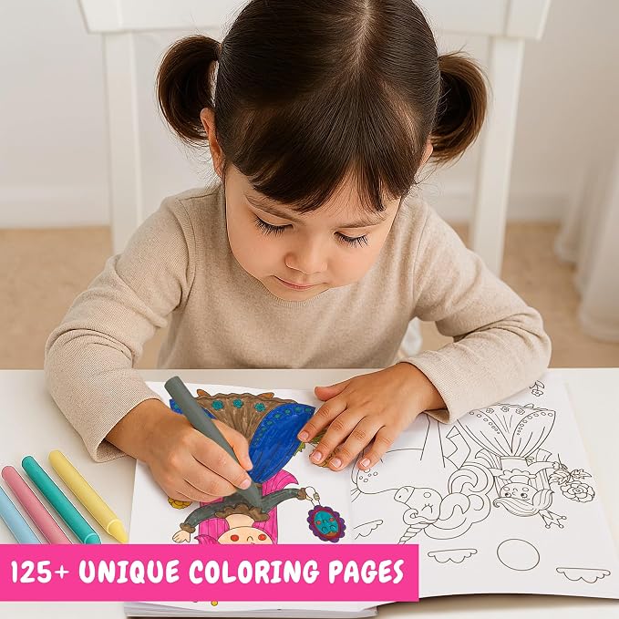 Fun Coloring Books for Kids Set of 3 - Cute Princess, Unicorn & Mermaid Coloring Book for Girls Ages 4-8 - Easy to Color Toddler Gift for Travel w Magical Themes for Your Creative Little Princess 1-3