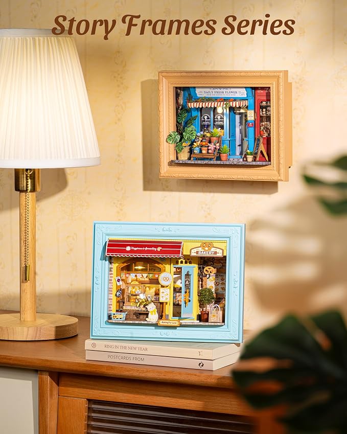 ROBOTIME Daily Fresh Flower 3D Puzzle DIY Miniature House Kit: Build Your Own Floral Photo Frame for Adults, Charming Wooden Dollhouse Model for Home Decor & Handmade Gifts