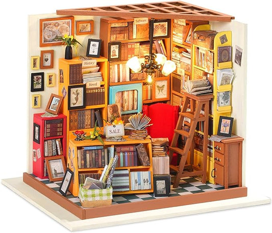 RoWood DIY Miniature Dollhouse Kit, 1:24 Scale Tiny House Building Kits - Sam's Study
