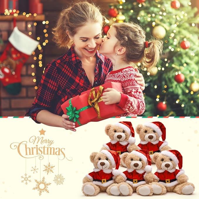 MaoGoLan 14 inch Christmas Teddy Bear Stuffed Animal Plush Bear with Classic Xmas Outfits - Removable 8'' Santa Coat & Hat Fit Most Small Plush Toys - Christmas Decorations & Gifts, 1 Pack