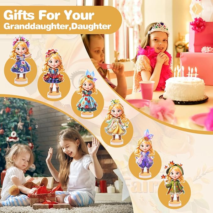 PainZieteg Magnetic Dress Up Dolls,Paper Dolls for Girls, Kids DIY Princess Magnetic Dress-Up Doll for Girl Birthday, Autumn Fairy