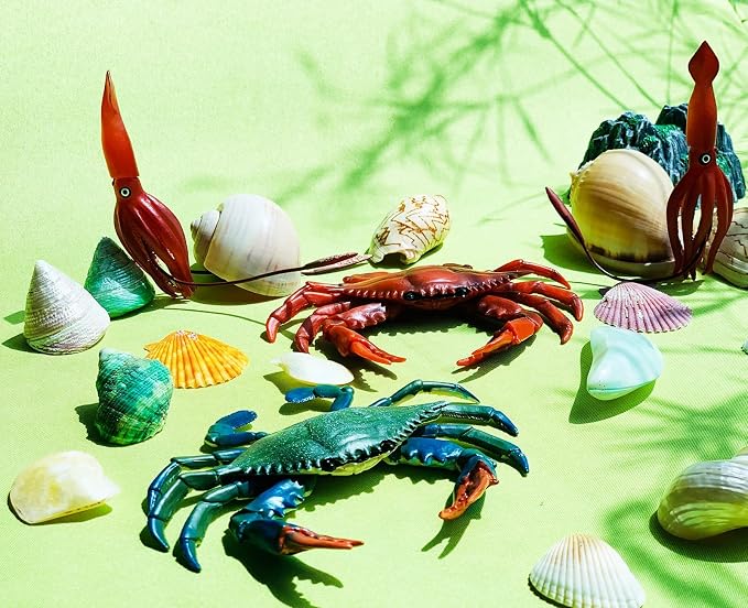 Gemini&Genius 2Pcs Crabs Marine Animal World Sea Animal Action Figure Ocean Model Toy Educational, Role Play, Cake Toppers, Swimming Toys, Bath Toys, Christmas Stocking Stuffers for Kids