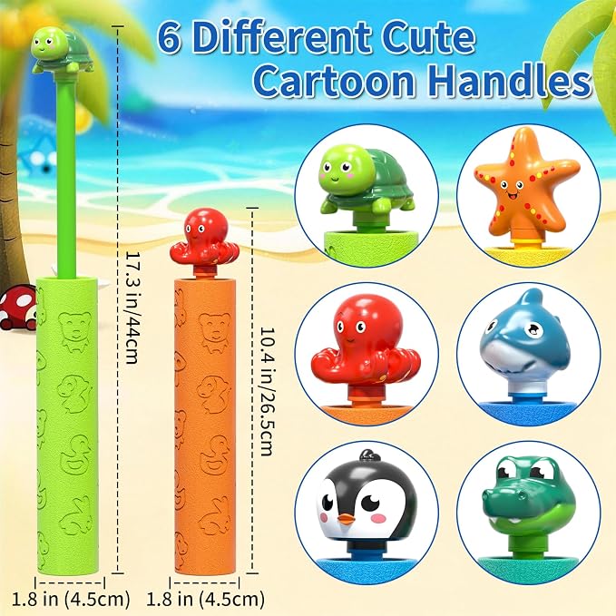 Water Guns for Kids, 6 PCS Foam Squirt Guns Water Blaster Set, Water Squirter Blaster Pool Toys for Kids Toddlers Boys Girls 4-8, 6-8-10-12, Shooter Swimming Pool Party Outdoor Beach Sand Play Game
