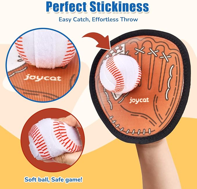 JoyCat Toss and Catch Ball Game, 2 Adult & 2 Kids Paddles Sticky Ball Set, Family Outdoor Catch Game for Beach, Backyard & Pool, Birthday Gifts for Boys Girls Ages 3+ (2 Paddles 2 Balls (Brown))