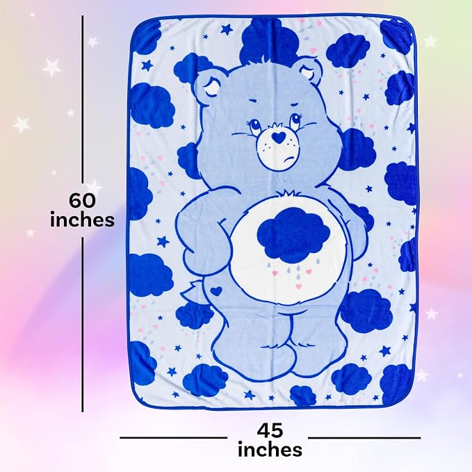 Silver Buffalo Care Bears Grumpy Bear 45" x 60" Fleece Throw, Soft and Cozy Blanket, 185 GSM