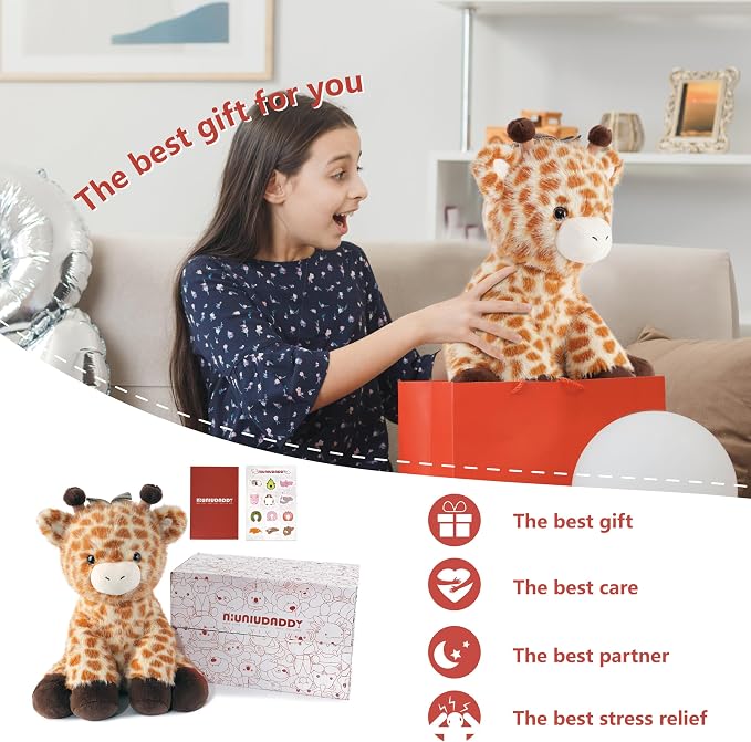 Niuniu Daddy 14" | 3.5 Pound Giraffe Weighted Stuffed Animal for Kids Adults, Calming Body Pillow for Sleeping, Sensory Sitting Lap Pad Toy Huggable Gift for Christmas Birthday