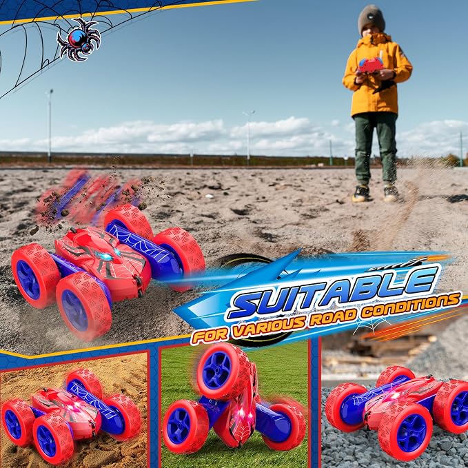 Excitobo Remote Control Car,RC Cars Boys Toys for 3 4 5 6 7 8 9 10 11 12 Year Old Boy Double Sided 360°Flip 4WD Rechargeable Drift RC Race Car Birthday Gifts Easter Basket Stuffers for Kids Age 3-12