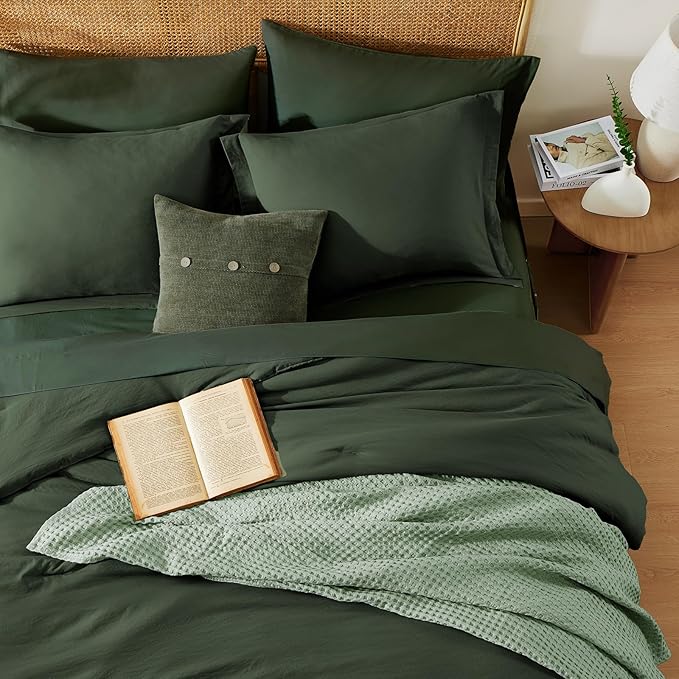 WRENSONGE Full Size Comforter Set- 7 Pieces Deep Forest Bed in a Bag Full Size Comforter with Fitted Sheet, Flat Sheet, 2 Pillow Shams, 2 Pillowcases, Warm Bedding Sets for All Season