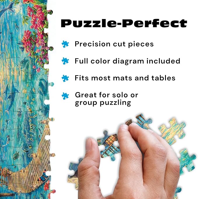 Buffalo Games Chuck Pinson Tropical Oasis 1000 Piece Jigsaw Puzzle - 26.75 x 19.75 in, Ages 14+, Classic - Recycled Board & Poster - Beach Scene - 1000 Piece Puzzle for Adults