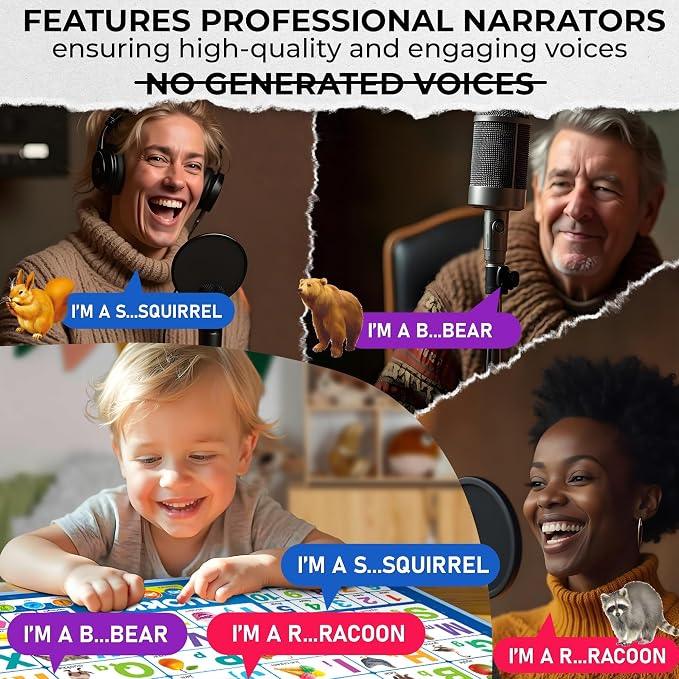 QUOKKA Educational Toys for Kids 5-7 Year Old - Blue ABC Chart Learning Wall Chart for Toddlers Age 3 4 6+ - Interactive Speech Therapy Poster Boy Girl - Autism Puzzle Game 8-10-12