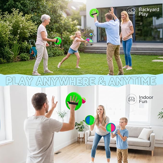 Upgraded Toss and Catch Ball Game Set, Beach Pool Toys Outdoor Games for Kids Toys, Outside Family Lawn Yard Games, for Boys Girls 3 4 5 6 7 8 9 10 11 12 Years Old