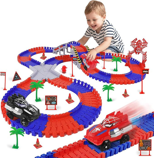 Spider Toys for Boys 4-6, 212 PCS Race Car Track for Kids Ages 4-8, Monster Truck 3+ Year Old Birthday Gift Toddler Cars Toy for 3+ Year Old Boy Girl