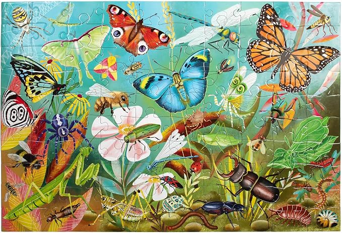 eeBoo 100 Piece Puzzle for Kids - Love of Bugs Children's Puzzle Insect Themed, Large Pieces for Small Hands to Develop Motor Skills