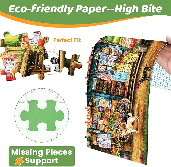Puzzles 300 Pieces for Adults | HT Vegetable Store Puzzles | Recycled Cardboar Jigsaw Puzzles 300 Pieces | Challenging Family Activity Great Gift Idea for Family Friends | 20.5 X 15 inches