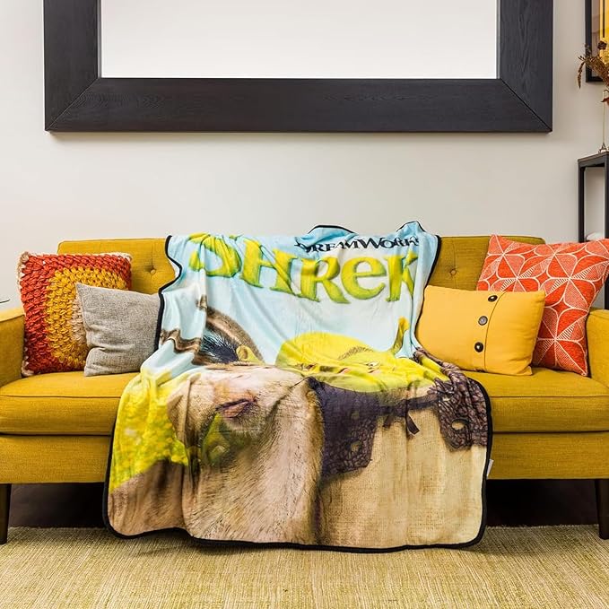 Silver Buffalo Shrek Donkey and Shrek Hugging 45" x 60" Fleece Throw, Soft and Cozy Blanket, 250 GSM