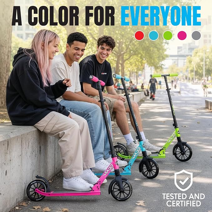 Kick Scooter for Kids, Teens & Adults - Lightweight Durable Frame, Smooth Ride, Sturdy Deck - Fun Rides for All Ages - Madd Gear
