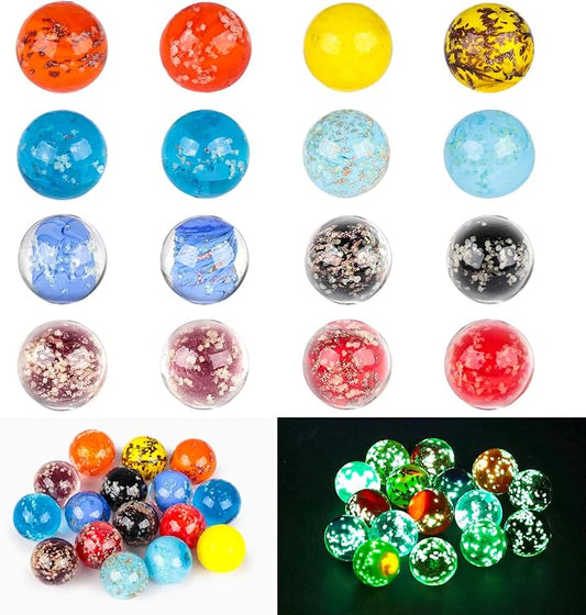 POPLAY 16PCS Glow in The Dark Marbles for Kids, Marble Assorted Colors for Run Game, Gifts for Kids Aged 3+ and Marble Lovers