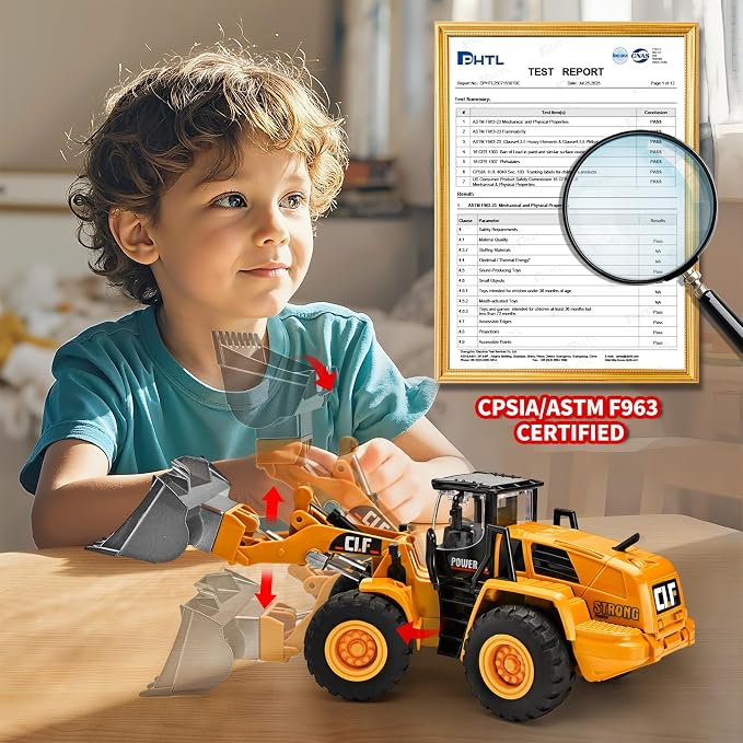 Bulldozer Toys for Boys, Bulldozer Toy with Movable Front Loading Arm and Liftable Bucket, Toy Bulldozers Construction Vehicles with Simulated Lights,for Kids 3 Year and UP