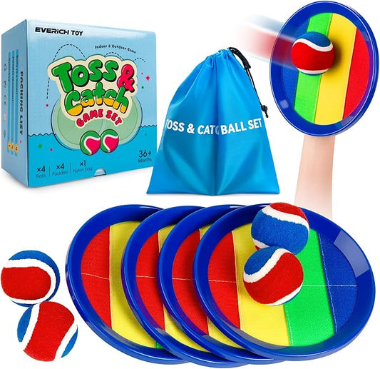 Upgraded Toss and Catch Ball Game Set, Outdoor Games for Kids Toys, Stocking Stuffers for Family Games, Beach Pool Yard Christmas Toys Birthday Gifts for Boys Girls 3 4 5 6 7 8-12 Year Old