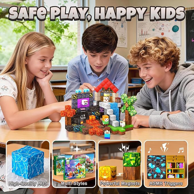 Magnetic Blocks for Kids, 100PCS 0.8inch Magnetic Building Blocks, Magnetic Cubes for STEM Constructions Magnetic Blocks for Boys Girls Age 3 4 5 6 7 8-12, Ideal Holiday Birthday Gifts(Lava Swords)