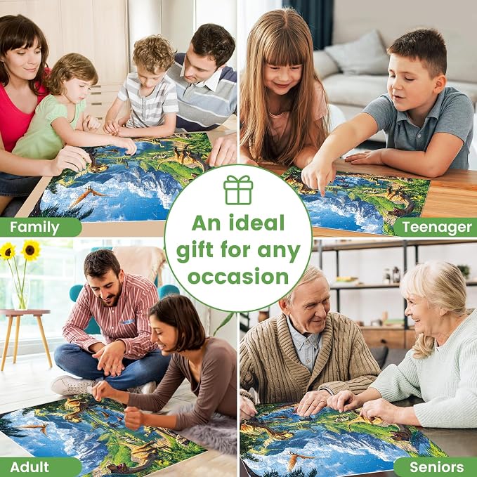 300 Pieces Dinosaur Puzzles for Adults, Lake Animals Puzzle for Adults Children, Tyrannosaurus Puzzle 300 Pieces, Gift for Birthday, Home Decor, Fun for Family Entertainment(20.5 * 15 in)
