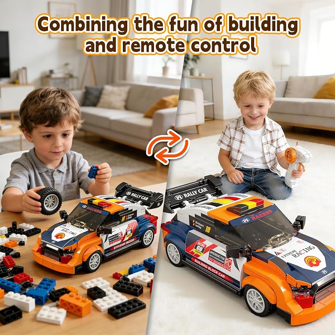 STEM Building Toys for 6 7 8 9 Years Old, 261PCS Remote Control RC Race Car Engineering Construction Kit, Educational Learning Blocks Set, Best Birthday Gift for Boys Girls Ages 6-8+