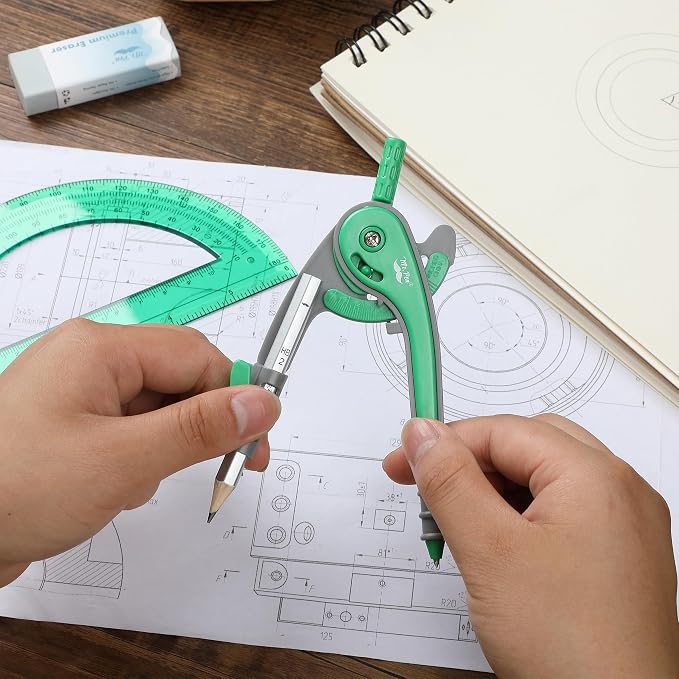 Mr. Pen- Geometry Compass and Protractor Set, 6 Inch Compass | 6 Inch Protractor, Drawing Tool for School, Clear Plastic, Easy Grip, Precision Design for Math, Art, Drafting, Architecture