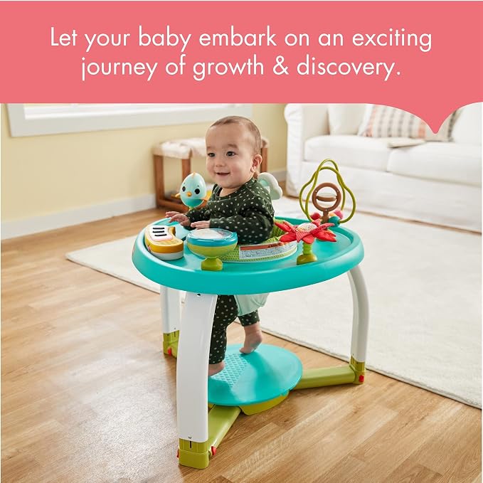 Tiny Love 5-in-1 Stationary Activity Center, 5 Modes of use: Tummy time, Stationary Activity Center, Baby Balance Board, Toddler Activity Table, Child Table and Chair, TL Meadow Days