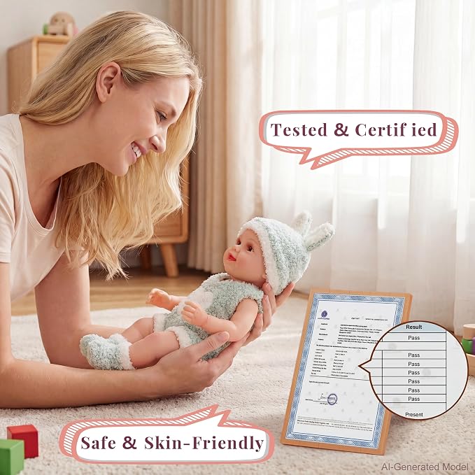 BABESIDE 9pcs Baby Doll Set - 12 Inch Cute Realistic Baby Doll with Includes Various Accessories for 3+ Year Old Girls – Perfect for Pretend Play & Gifts