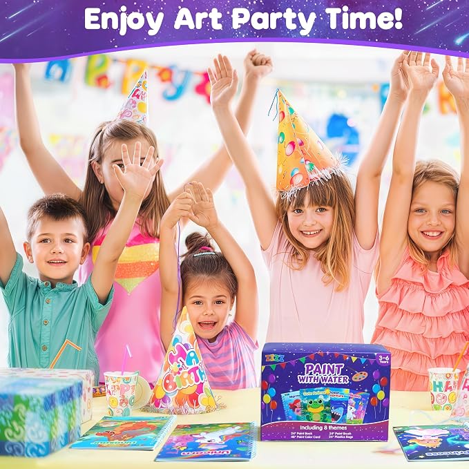 ZIZZ 24Packs Water Coloring Books -Kids Arts and Crafts for Kids 4-8, Party Favors Goodie Bags Stuffers for Kid, Easter Basket Stuffers for Toddlers, Birthday Christmas Easter Classroom Gifts Prizes