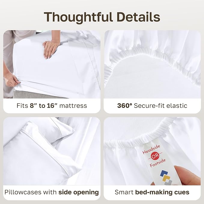California Design Den Pack of 2 Cal King Bedsheet Set - 400 Thread Count Sateen 100% Cotton Sheets - Soft and Breathable Sheets, 2 Sets of Deep Pocket Bed Sheets - White