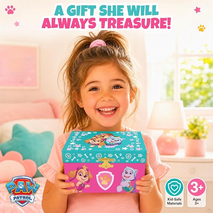 Paw Patrol Jewelry Box for Girls Musical Jewelry Box with Spinning Skye Figurine, Paw Patrol Toys for Kids Ages 3-5