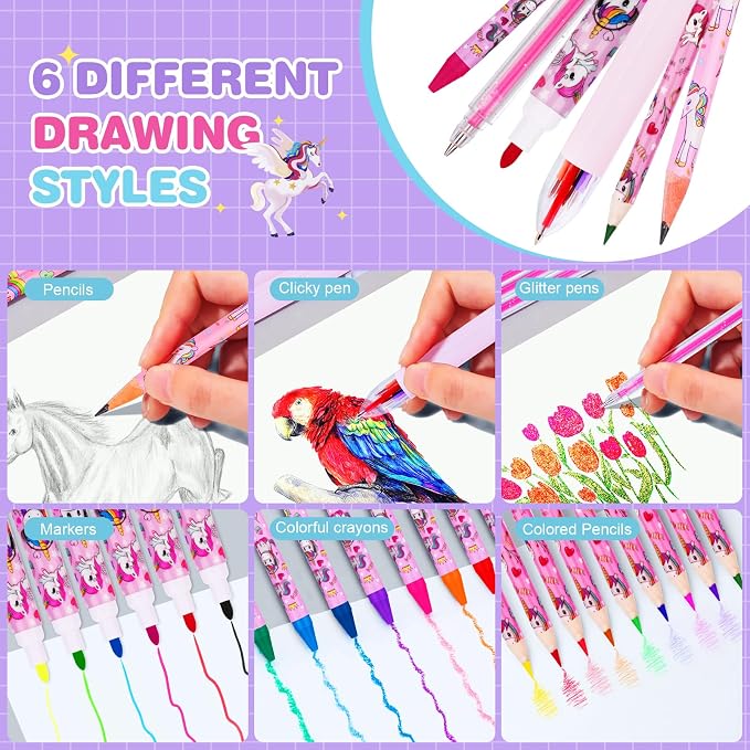 homicozy Art Supplies for Kids,66PCS Drawing Kits with Unicorn Storage Case for Girls Age 4-12,Coloring Art Case,Crayon,Colored Pencils,Coloring Book Sketch Book Drawing Stuff,Gift Toys for Girls 4 Up