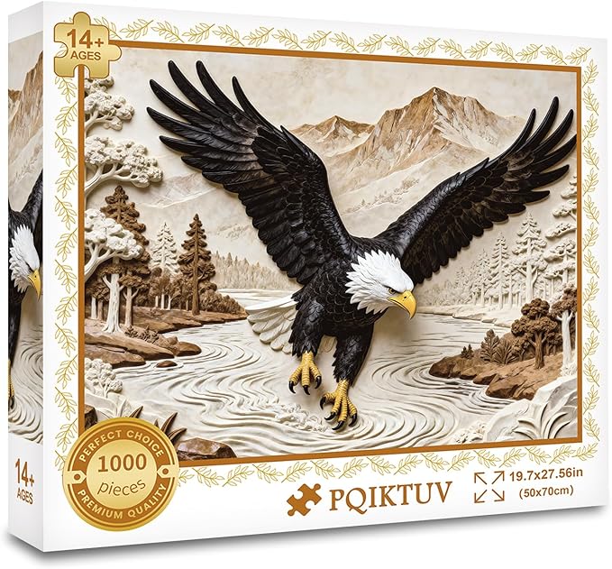 Jigsaw Puzzle 1000 Pieces Bald Eagle Bird, Puzzles for Adults | 250th Anniversary, with Storage Bag, Family Puzzles, Wall Decor & Gift for Nature & Patriotic Lovers (27.56 x 19.7 Inches)