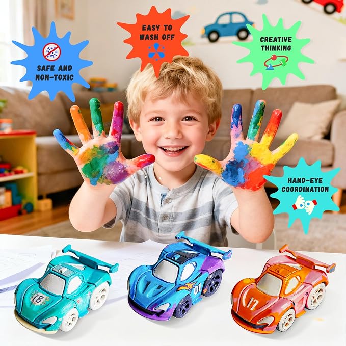 Paint Your Own Car Lamp Kit, Arts and Crafts for Kids Ages 8-12, Arts and Crafts for Kids 4-6, DIY Winged GT Night Light, Painting Kit Birthday Gifts for Girls Boys Ages 3 4 5 6 7 8 9 10 11 12+