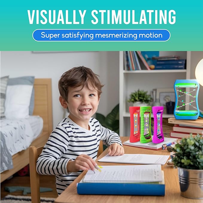 BUNMO Liquid Motion Bubbler Large Sensory Toy for Kids & Adults 4 Pack – Gentle Fidget Toy – Stimulating Visual Sensory Experience – Colorful Bubble Fidget Timer for Desk & Travel