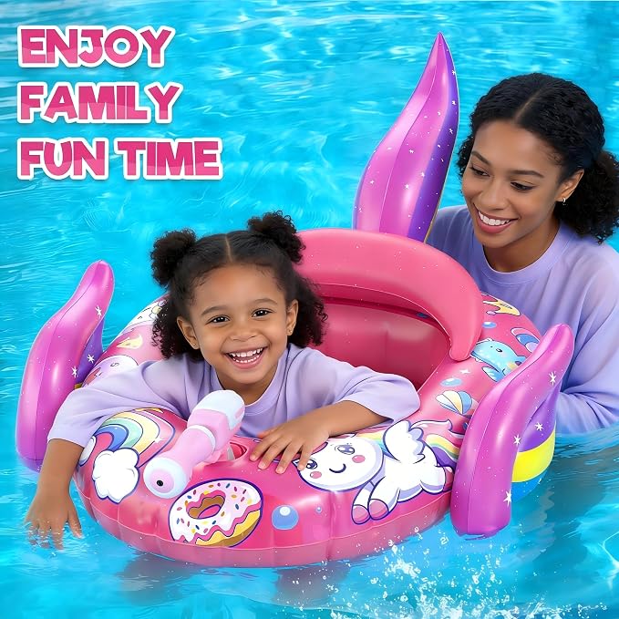 Kids Pool Floats with Water Gun, Toddler Inflatable Pool Toys for Kids Age 3-8 Years Old, Summer Outdoor Water, Beach, Swimming Pool Toys Gift for Girls