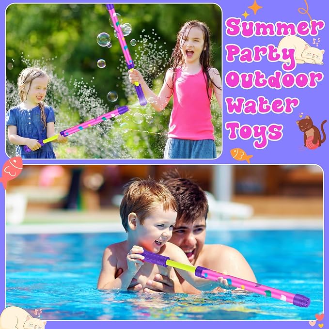 Halloscume 12 Pcs Cat Party Favors, 15'' Water Guns Bulk for Kids Water Squirt Blasters Guns, Summer Activity Swimming Pool Backyard Beach Outdoor Toys for Kids Adults, 39 ft Range Shooter