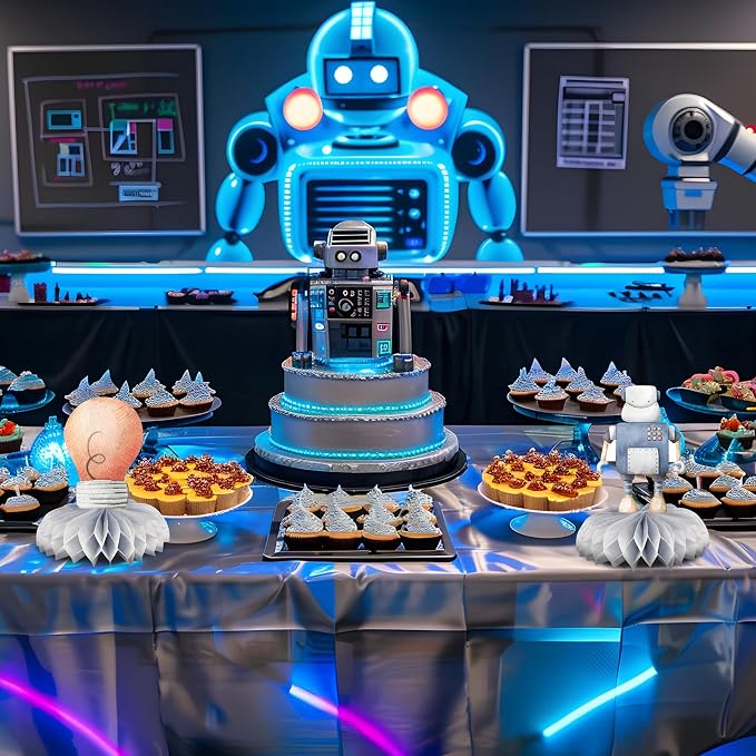 12 Pack Robot Table Decorations - Robot Party Decorations for Kids' Birthday and Baby Shower - Robot Table Toppers