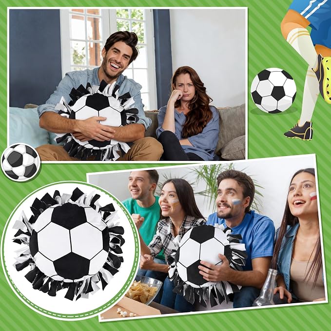 Weysat 6 Sets Soccer Fleece Tied Pillow Craft Kit DIY No Sew Soccer Pillow Gifts with PP Cotton for World 2026 Sports Theme Party Game Day Room Decor World Fans Gifts