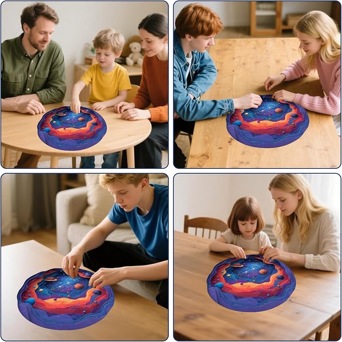 MEATRN 500 Pieces Puzzles for Adults - Solar System Planets Wooden Jigsaw Puzzles, Educational Toys for Adults and Teens, Stress Relief Wood Puzzles Game, Wall Decoration, 16.5x16.4 in