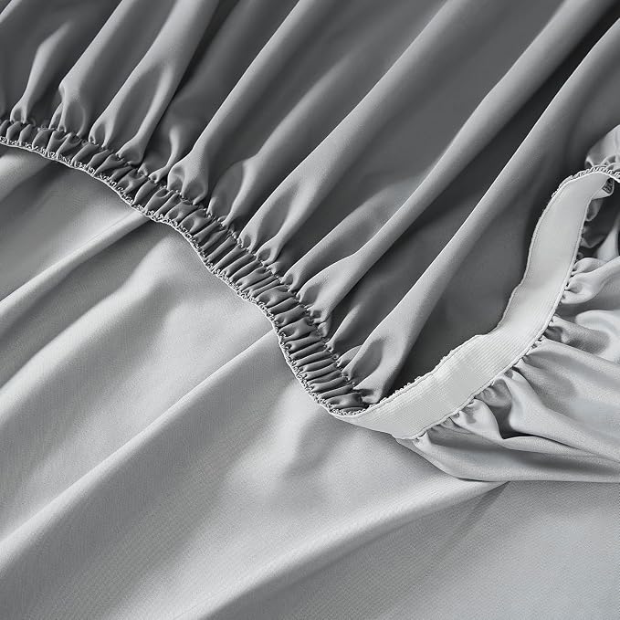 Linen Closet Luxury 1200 Thread Count Queen Sheet Set, 4 Pcs, Cotton Rich, Light Gray, Soft, Durable & Wrinkle Resistant Sateen Sheets, Includes 16" Deep Pocket Fitted Sheet, Home & Hotel Essentials