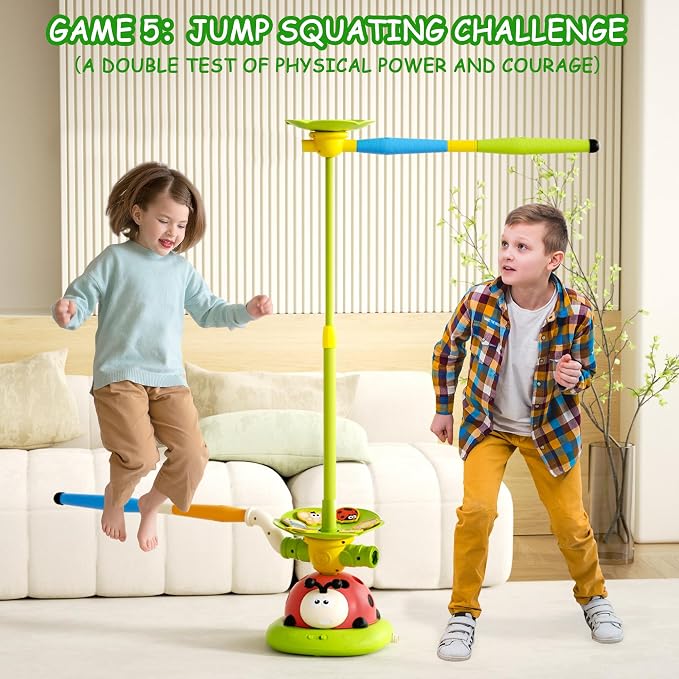5 in 1 Musical Jump Toys, Toss Ring Game Stomping Launch Rocket Launcher for Kids, Obstacle Avoidance & Jump Squating Toy Games Remote Control Outdoor & Indoor Toys for Ages 4-8 8-13