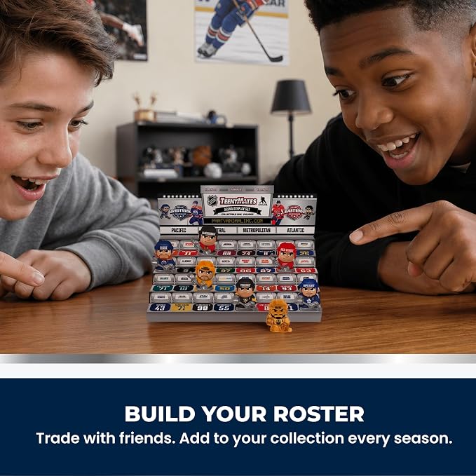 TeenyMates NHL Hockey Action Figures Gift Set, 2026 Licensed Collector’s Tin and 3 TeenyMates Packs (6 Figures Total)