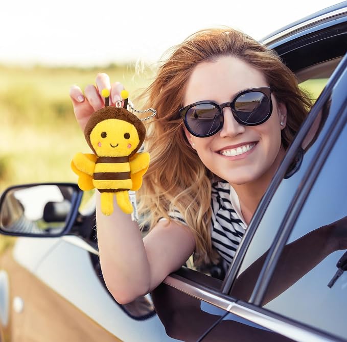 40 Pack Mini Bee Stuffed Animal Toys 5 Inch Cute Soft Plush Honeybee Keychain Lifelike Small Plush Bee for Baby Shower Holiday Birthday Animal Theme Party Favors