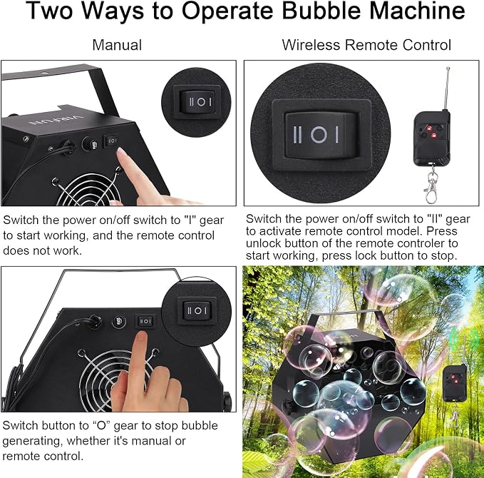 VIRFUN Bubble Machine, Professional Metal Bubble Machine with Wireless Remote Control for Party, Birthday, Wedding, Outdoor, Indoor and Stage Effect