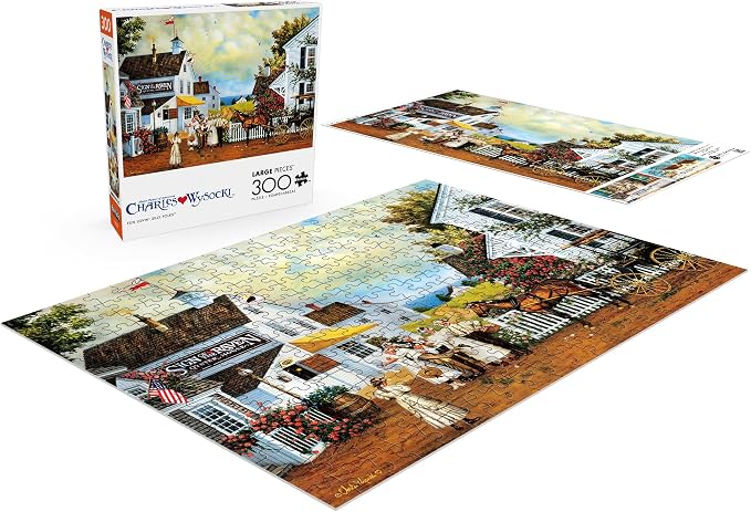 Buffalo Games Charles Wysocki - Fun Lovin' Silly Folks - 300 Piece Jigsaw Puzzle - 21.25 x 15 in, Ages 14+ - High-Resolution Artwork & Poster Included - Charles Wysocki Puzzles - Easy-To-Handle Pieces
