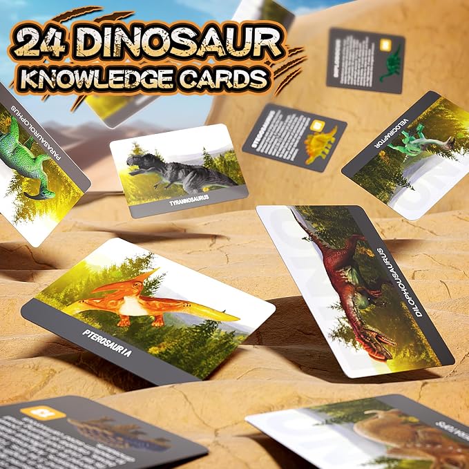 24 Dinosaur Eggs Dig Kit Toys for Kids, Dinosaur Eggs Excavation Kit with Magnifier, Easter Basket Stuffers, Science STEM Birthday Party Favors Gifts for Boys Girls Age 3 4 5 6 7 8 9 10 + Years Old