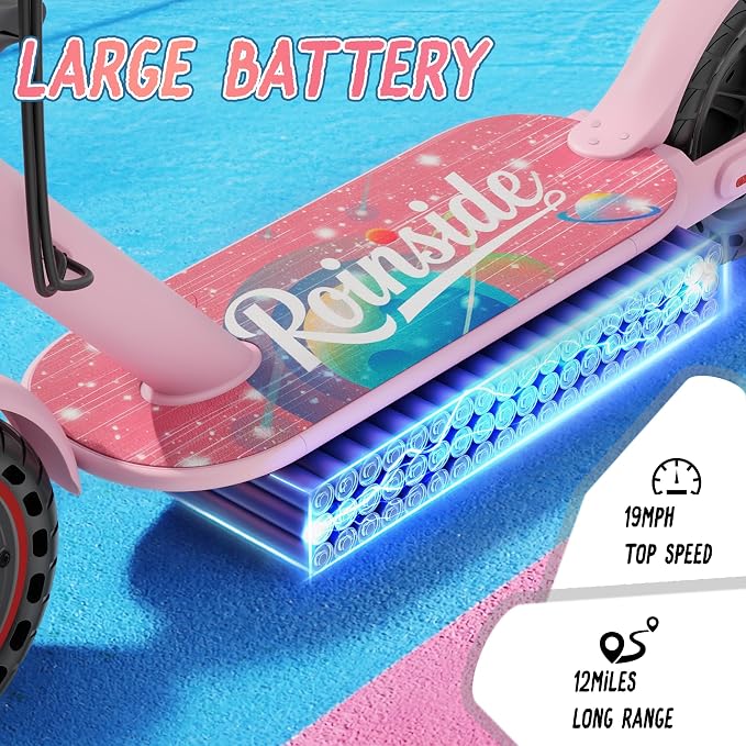 Roinside Electric Scooter for Big Kids - 8.5"/10''/14'' Solid Tires, 350W Motor, Up to 12Miles Long-Range Portable Commuting Scooter with Double Braking System, App