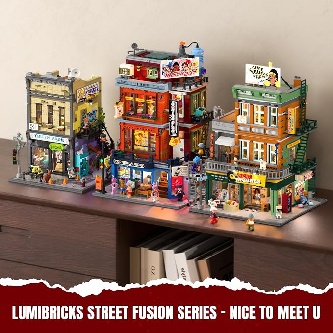 Lumibricks Street Fusion Boxing Club Lighting Building Bricks Set - City Town Modular Playset Collection Display kit with Minifigures 3036 Pcs for Adults & Teens & Life Enthusiasts